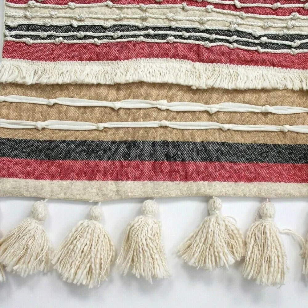 Pier 1 Imports Textured Woven Striped Tassels Table Runner
